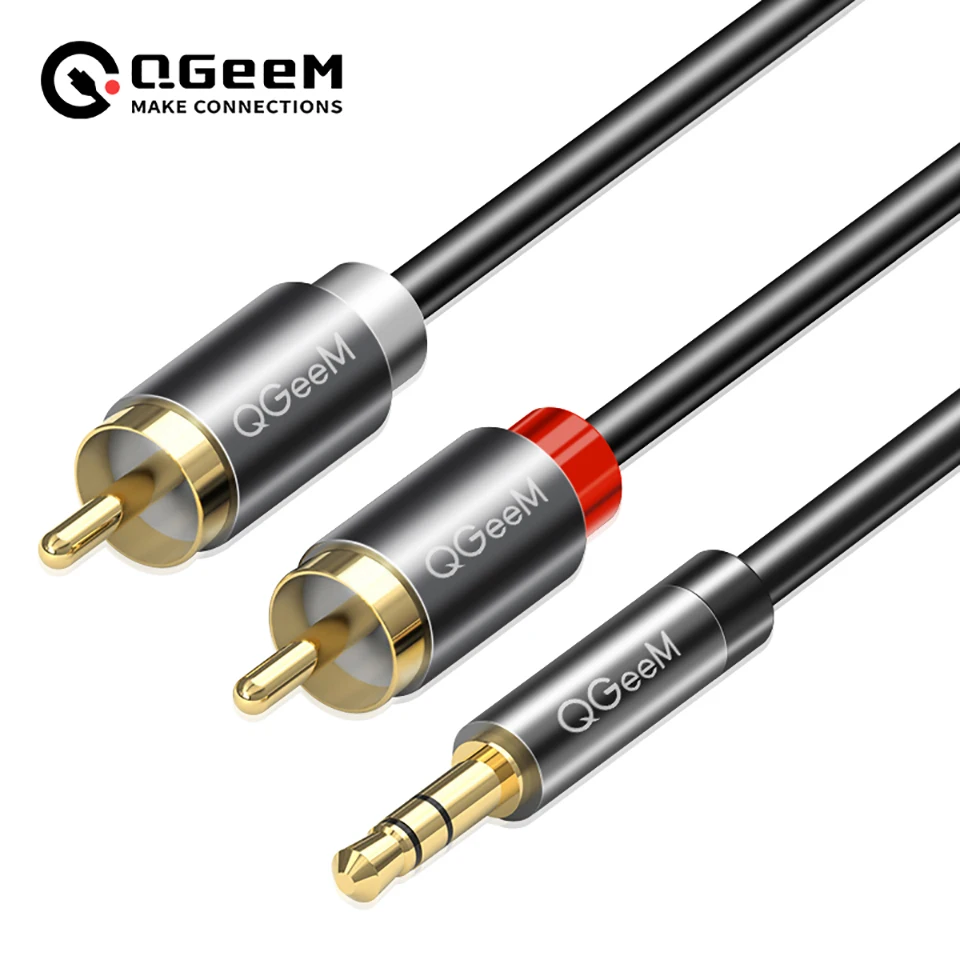 QGeeM RCA Cable 2RCA to 3.5 Au - Home Cinema Amplifier ulasan dan harga