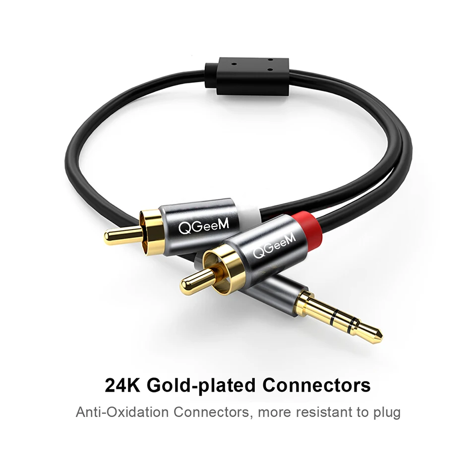 QGeeM RCA Cable 2RCA to 3.5 Au - Home Cinema Amplifier ulasan dan harga