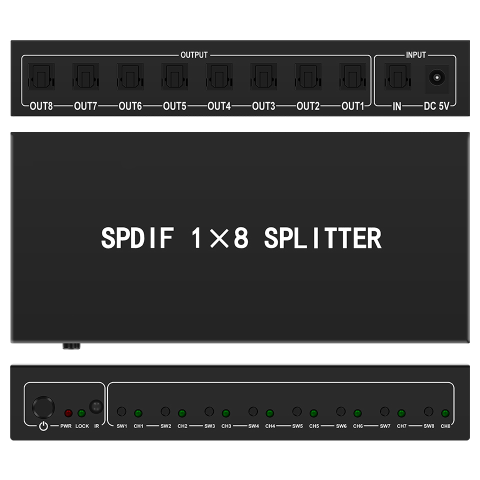 Optical Audio Splitter,1 in 8  - Home Cinema Amplifier ulasan dan harga